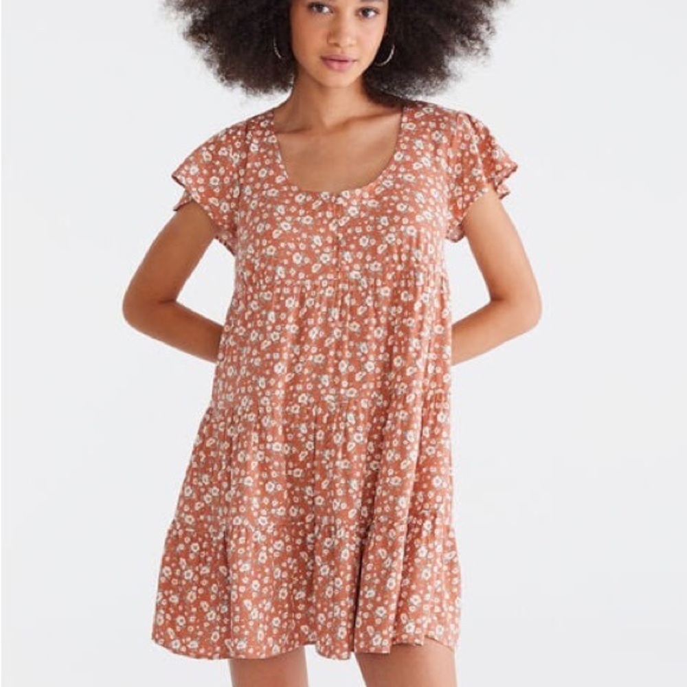 Hollister scoop Neck Buttoned Babydoll‎ Dress Womens Size L
